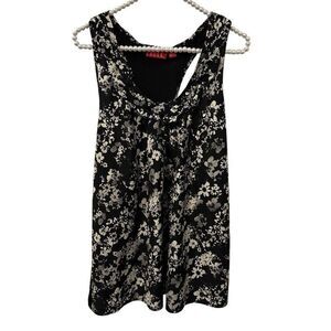 Elle sleeveless tank top XL black white floral whimsigoth goth feminine peasant